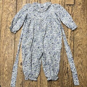 Little English Blue and White Floral Jumpsuit